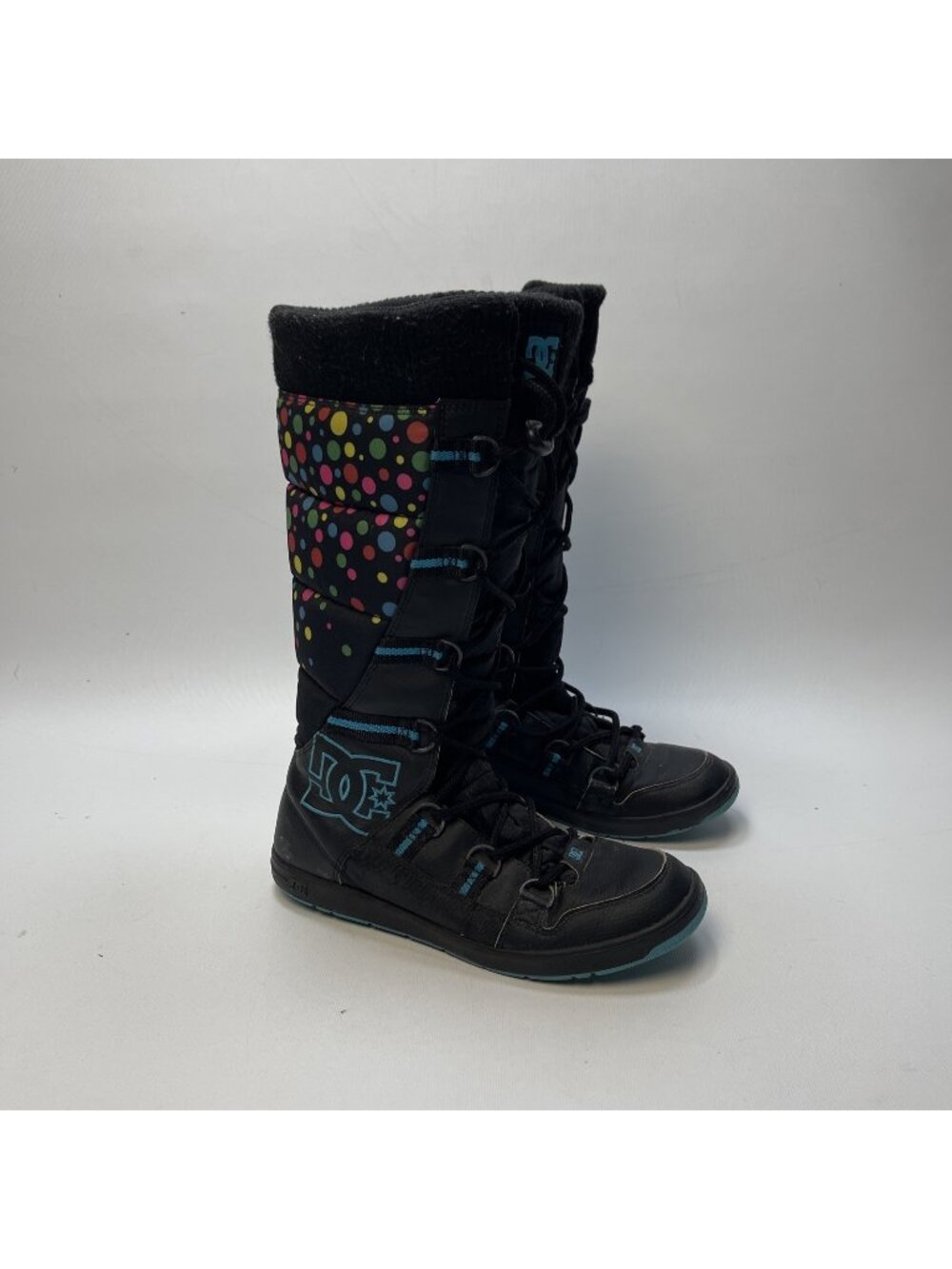 Y2K DC Chalet Slim Boots Black / Rainbow Below The Knee Tall Winter Wom Sz 8.5